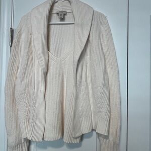 Martha Stewart Cream Sweater Cardigan and knit tank top set